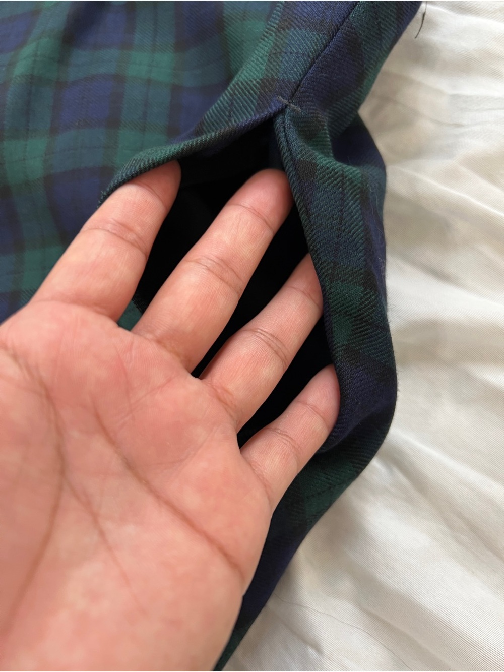Pendleton Vintage 100% Virgin Wool Navy and Green Plaid A-Line Midi Skirt 14W - Picture 8 of 10